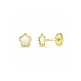 Pendiente Oro Amarillo Flor Nácar Mini